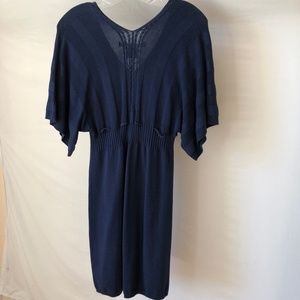 Max Studio Navy Crochet Boho Sweater Dress